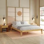 Bme Chalipa 14” Queen Bed Frame - Solid Wood Platform Bed - Japanese Joinery Bed Frame - Wood Slat Support - No Box Spring Needed - Easy Assembly - Minimalist & Modern Style, Natural