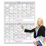 Dry Erase Two Month Laminated jumbo Wall Calendar, 38" x 50", Huge bimonthly Vertical Laminated Erasable White Board, Giant 60 day Family Whiteboard Schedule Planner, Large Multi Month Reusable Poster