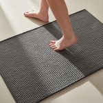 Bathroom Rugs Non Slip Washable Bath Rugs Super Absorbent Chenille Bathroom Rug for Bathroom Thin Bath Mats for Bathroom Mat Quick Dry Bath Mat Low Pile Bathroom Rug, Dark Grey 16"x24"