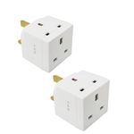 2 Way 3 Pin Power Adapter Plug Splitter - Cube Electric 13A Multi Wall Plug Extension Double Socket UK (Pack of 2 Plugs)