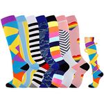 Losvcbcx 7 Pairs Compression Socks for Women & Men 15-20 mmHg is Best Athletic & Medical for Running Flight Travel Nurses (S/M, Mix -15)