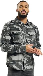 Brandit Men's Vintage Shirt Long Sleeve Gray Camo Size XL, Gray Camo, X-Large