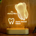 WEHATKE Customized Dentist Doctor with Teeth and Logo with Name Engraved | Best Gift for Teeth Doctor Clinic & Desk with Teeh engraveing lamp (Single Color)