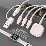 [MFi Certified] 4 in 2 iWatch & Phone Charger Cable - 10FT/3M 3 Charger iPhone Watch airpods Charger for iWatch Fast Charging Cord, Travel iPhone and iWatch Charger for Apple Watch/iPhone/AirPods