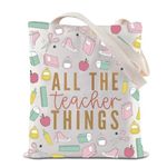 ZJXHPO Teacher Tote Bag Teacher Appreciation Gift Teachers Day Gift Teacher All the Teacher Things Reusable Shopping Bag (C-Teacher Thing Tote)