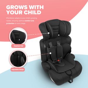 Kidoola Adjustable Car Seat for Toddlers – Safety Booster, Grey/Black
