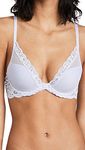 Natori Women's Feathers Contour Plunge Bra, Sheer, Cosmic Sky, 30D