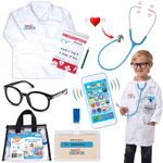 Born Toys Doctor Kit for Kids - Complete Kids Doctor Kit Includes Kids Doctor Coat, Real Stethoscope, Toy Phone, Eyeglasses, Prescription Pad & Pencil - Pretend Play Doctor Set for Kids Ages 3 & Up