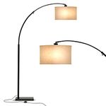 Brightech Logan - Contemporary Arc Floor Lamp w. Marble Base - Over The Couch Hanging Light On Arching Pole - Modern Living Room Lighting Matches Decor & Gets Compliments - Black