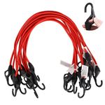 XSTRAP STANDARD Heavy Duty Bungee Cords 10PK 32-Inch Premium Bungee Cords with Finger-Hole Hooks for Camping, Car, Truck, Tents, Luggage Rack, and Cargo (Red)