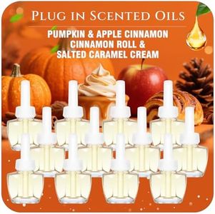 Plug In Refills Air Freshener, Pumpkin, Apple Cinnamon, Cinnamon Roll, Salted Caramel Cream, Essential Oils for Home, 7.92 Fl Oz, 12 Count, Compatible with Air Wick & Glade, Not Include Glade Plus