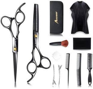 Aszwor 12 PCS Hair Cutting Scissors Kits, Hairdressing Scissors Set,Professional Haircut Scissors Kit with Cutting Scissors,Thinning Scissors, Comb, Cape, Clips,for Barber Shop, Salon, Home