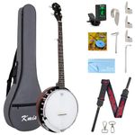 Kmise 5 String Resonator Banjo,Professional Sapele Back Full Size Banjos Starter Kit with Bag Tuner Strap Strings Picks Ruler Wrench Bridge