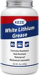 Keze White Lithium Grease Multi-Purpose Lubricant with Brush NLGI 2 Rust Corrosion Waterproof for Hinges, Bearings, Gears, Bike and Garage Doors, Automotive Parts, Sliding Track,8oz-1 Pack