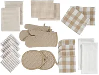 20 Piece Kitchen dish cloths Set - 100% Cotton Dish Towels, Heat Resistant Kitchen Mittens And Pot Holder Set, Reusable Dish Rags For Washing Dishes, Absorbent Dish Towels For Kitchen Drying - Beige