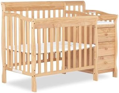 Dream On Me Jayden 4-in-1 Mini Convertible Crib And Changer in Natural, Greenguard Gold Certified, Non-Toxic Finish, New Zealand Pinewood, 1" Mattress Pad