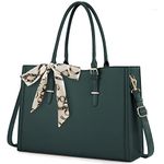 Laptop Bag for Women 15.6 inch Leather Laptop Tote Bag Waterproof Work Bag for Office Travel Handbag Shoulder Bag Green