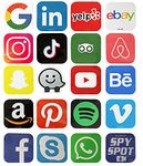 Social Media Vinyl Stickers | 19 Decals for Laptop, Car and More | Sticker Pack of Business, Music, Travel Apps | 3.35" x 3.35" | Waterproof & UV Resistant | by Spy Spot