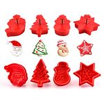 GWHOLE Christmas Cookie Cutter Set, 4pcs Cookie Stamps Plastic Christmas Cookie Cutters Xmas Pastry Cookie Plungers Mold for Cake Sugarcraft Fondant Bakeware Decoration