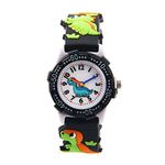 Eleoption Waterproof 3D Cute Cartoon Digital Wristwatches Time Teacher Gift for Little Girls Boy Kids Children Environmental Friendly Silicone (Dinosaur, Black)