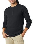 Amazon Essentials Men's Regular-Fit Long-Sleeve Waffle Henley Shirt, Black, L