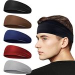 5pack Sports Headbands for Men and Women,Elastic Fast Drying Headband Light Sweatband for Running Cycling Yoga Tennis Fitness Basketball (C)