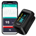 HealthTree Fingertip Pulse Oximeter, Bluetooth Blood Oxygen Saturation Monitor, Pulse Rate Monitor for Apple and Android, with OLED Screen 2 X AAA Batteries and Lanyard