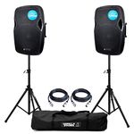 Evolution Audio RZ15A V3 Active 1200 Watt PA Speakers (Pair) inc Stands & Cables Disco, House Parties, Performers