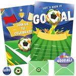 WERNNSAI Soccer Birthday Party Invitations for Boys - 24 Pack Sports Themed Party Decorations Supplies Birthday Invite Cards with Envelopes Kids Football Blank Party Invitations with Goal Stickers