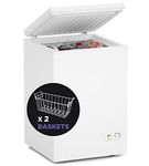 Northair Chest Freezer 3.5 Cubic Feet with Removable Basket, Free-Standing Top Door Freezers 6.8℉ to -4℉ with Adjustable Temperature Control/Defrost Water Drain/Power-saving