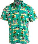 Workout Flamingos | Funny Lifting Hawaiian Button Down Polo Party Lift Shirt Men-(Collar,XL)