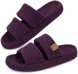 LongBay Slippers for Women Memory Foam Open Toe Slide Indoor House Shoes Slip On Bedroom Comfy Gift Purple, 5-6