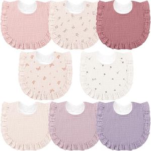 Bearmoss 8 Pack Muslin Baby Bibs for Drooling and Teething, Soft Bibs for Girls, Boys, Newborn