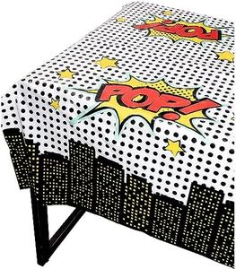 BLUE PANDA 3 Pack Superhero-Themed Tablecloth for Birthday Decorations, Plastic Table Cover for Comic Book Party Supplies (54 x 108 in)