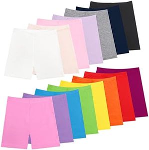 HOLLHOFF 15 Pack Girls Dance Shorts, 15 Color Bike Short Breathable and Safety for Playgrounds and Gymnastics, Multi, 8-10 Years