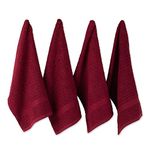 DII Cotton Waffle Terry Dish Towels, 15 x 26 Set of 4, Ultra Absorbent, Heavy Duty, Drying & Cleaning Kitchen Towels-Wine