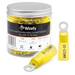 Wirefy Heat Shrink Ring Terminals #8 - Marine Grade Terminal Connectors - Waterproof Eyelet Wire Connectors - Red 10-12 AWG - 90 PCS