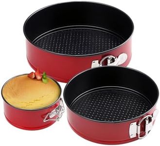 SHIKORI Springform Pan Set, Nonstick 3pcs (4-7-9 in) Springform Pans Cheesecake Pan Removable Bottom, Leakproof Round Spring Form Pans Cake Pans Sets-Red