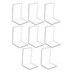 Hiziwimi 8Pcs Clear Acrylic Bookends with Non-Slip Stickers, Bookends for Bedroom Library Office School and Desktop Organizer Decoration Gift (8)