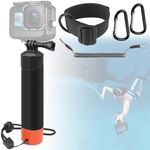 TUZHE Float Handle, Action Cam Accessory Handler for Go Pro Hero 12/11/10/9/8/7/6/5/4/3, Underwater Hand Stick with Safety Belt and Arm Strap