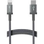 amazon basics Nylon Braided USB C to Lightning Apple (MFi) certified iPhone charger cable (Dark Grey), 1.2m| Fast Charging, with Data Sync