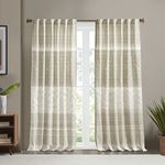 INK+IVY Mila 100% Cotton Single Panel Curtain Tufted Chenile Boho Design Rod Pocket Top Drape for Living Room, Privacy Window Treatment for Bedroom, 50" x 84", Taupe/White