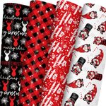 ZINTBIAL Christmas Wrapping Paper for Kids Adults - Xmas Wrapping Paper with Red/Black Plaid, Reindeer, Gnome, “Ho Ho” Words - 28 x 40 Inches, 6 Jumbo Sheets, Easy to Store