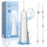 Water Flosser Cordless for Teeth Cleaning: LED Display 5 Modes Oral Irrigator, 300ML Tank USB C Rechargeable Travel Water Dental Floss with IPX7 Waterproof, 6 Jet Tips for Oral Tooth Care (White)