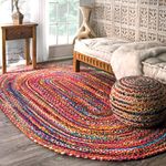 nuLOOM Tammara Bohemian Hand Braided Area Rug, Oval 5x8, Multi