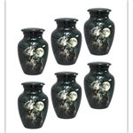 Forever URNS Mini Cremation Funeral Urn with Classic 3 Wolfes Pictured Theme for Human Ashes of Female & Male | 3 cu in | Set of 6 | Small | Multicolor | Handcrafted with Velvet Protection Box