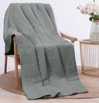 Utopia Bedding Cotton Waffle Blanket 300 GSM (Cool Grey - 60x50 Inches) Soft Lightweight Breathable Bed Blanket Throw Size Layering Any Bed for All Season