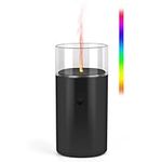 Flame Essential Oil Diffuser, Cordless Air Diffuser with 3 Mode, 60ML Candle Ultrasonic Aromatherapy Scented Humidifier, Auto-Off Protection, for Office Bedroom Yoga Spa (black)