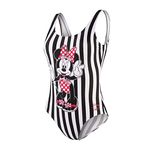 Speedo Women's Placement U Back Swimsuit, Minnie Stripe Black/Red/Pink/White, 30 (UK 8)