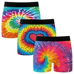 ZZXXB Tie Dye Rainbow Mens Boxer Briefs 3 Pack Underwear Breathable Stretch Boxer Trunk Large